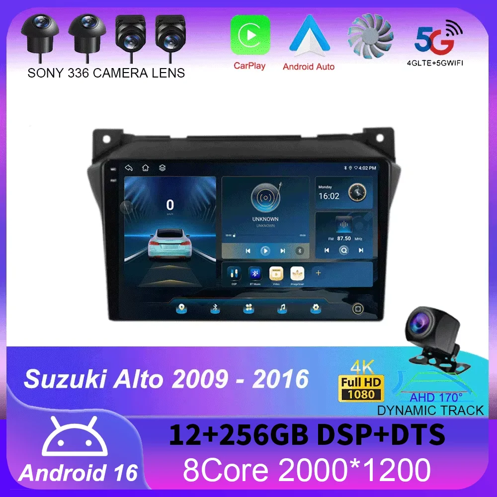 

Android 16 For Suzuki Alto 2009 - 2016 Car Multimedia LED Screen Stereo Video Player GPS Navigation Radio Auto 360 Camera FM BT