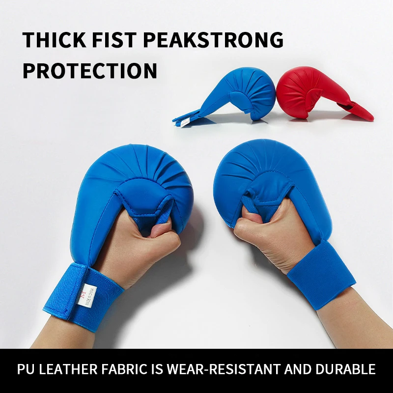 Gants de boxe version améliorée, gants d'entraînement de karaté et arts martiaux, en cuir PU, avec support de poignet et protection renforcée pour enfant et adulte