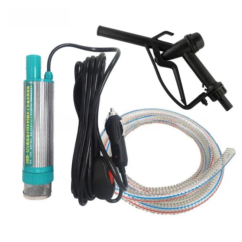 Elektryczna pompa samochodowa 38mm przenośna Mini do pompowania oleju napędowego pompa do przenoszenia wody Camping wędkarstwo pompa głębinowa 30L/min 12V 24V — zdjęcie 2