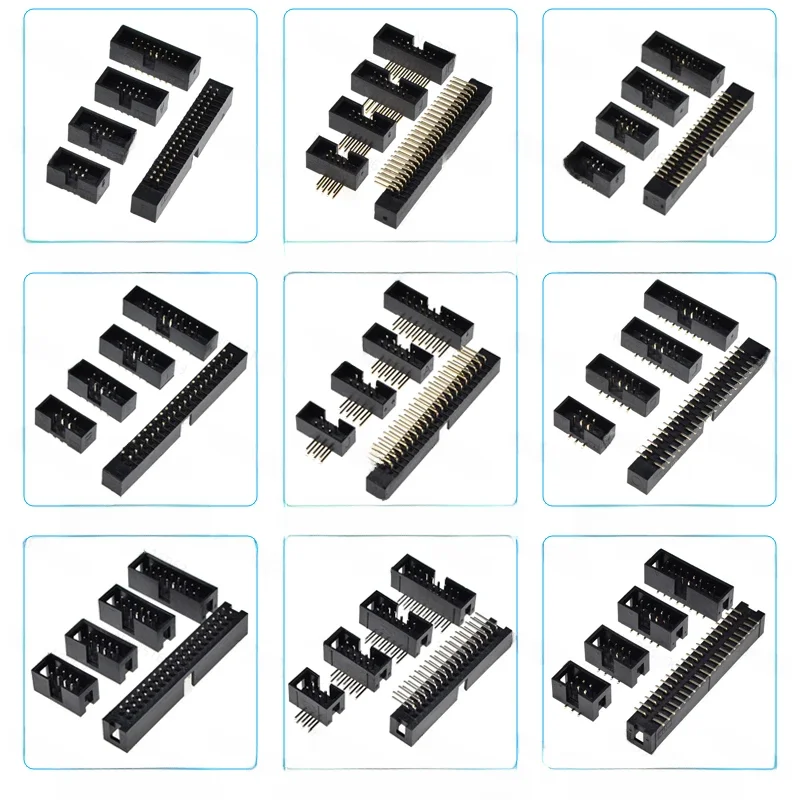 Connecteur de câble DC3 1.27/2.0/2.54mm Dip/SMD/Angle droit 6/8/10/16/20/26/34/40/50 broches, prise mâle droite, boîtier Idc, 5/10 pièces