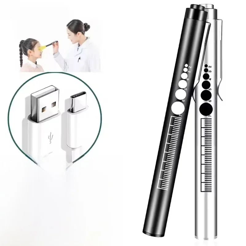 Mini lampe de poche Portable LED pour élèves bucco-dentaires, pratique, Rechargeable par USB, torche en acier inoxydable, outil de pêche en plein air