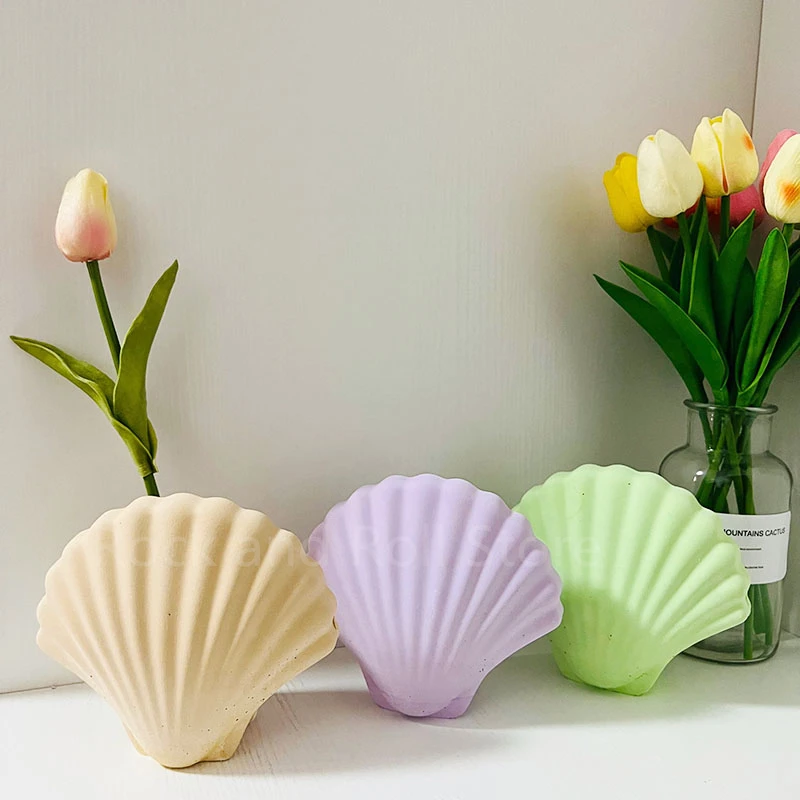 New Silicone Mold for Concrete Vase Making Seashell Design Home Abstract Art Dried Flower Container Epoxy Cement Mould