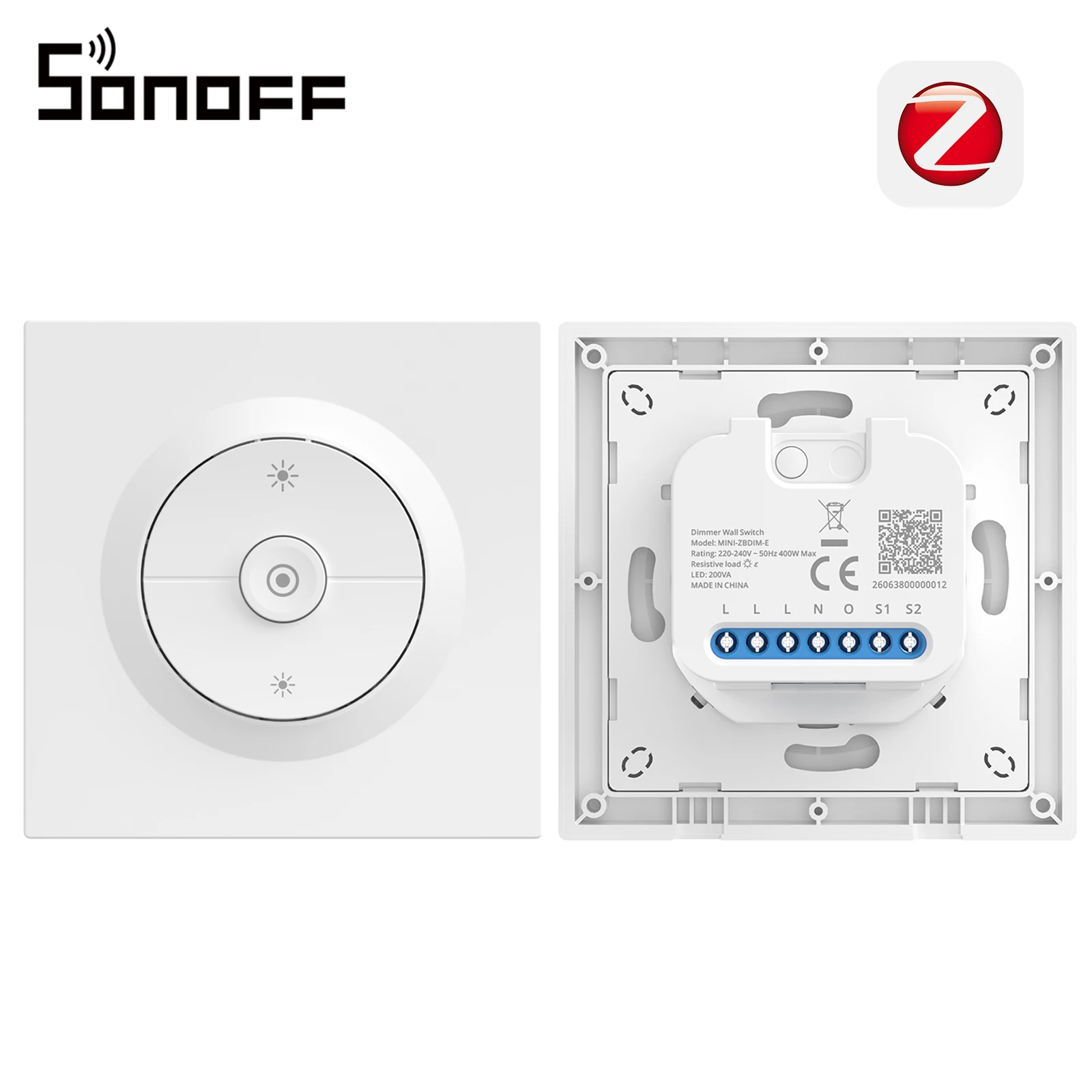 Interruptor de Pared con Atenuador Zigbee SONOFF Orb-ZBDIM MINI-ZBDIM-E, Atenuación sin Parpadeo, Monitoreo de Energía, Protección contra Sobrecalentamiento, Solo 220–240V