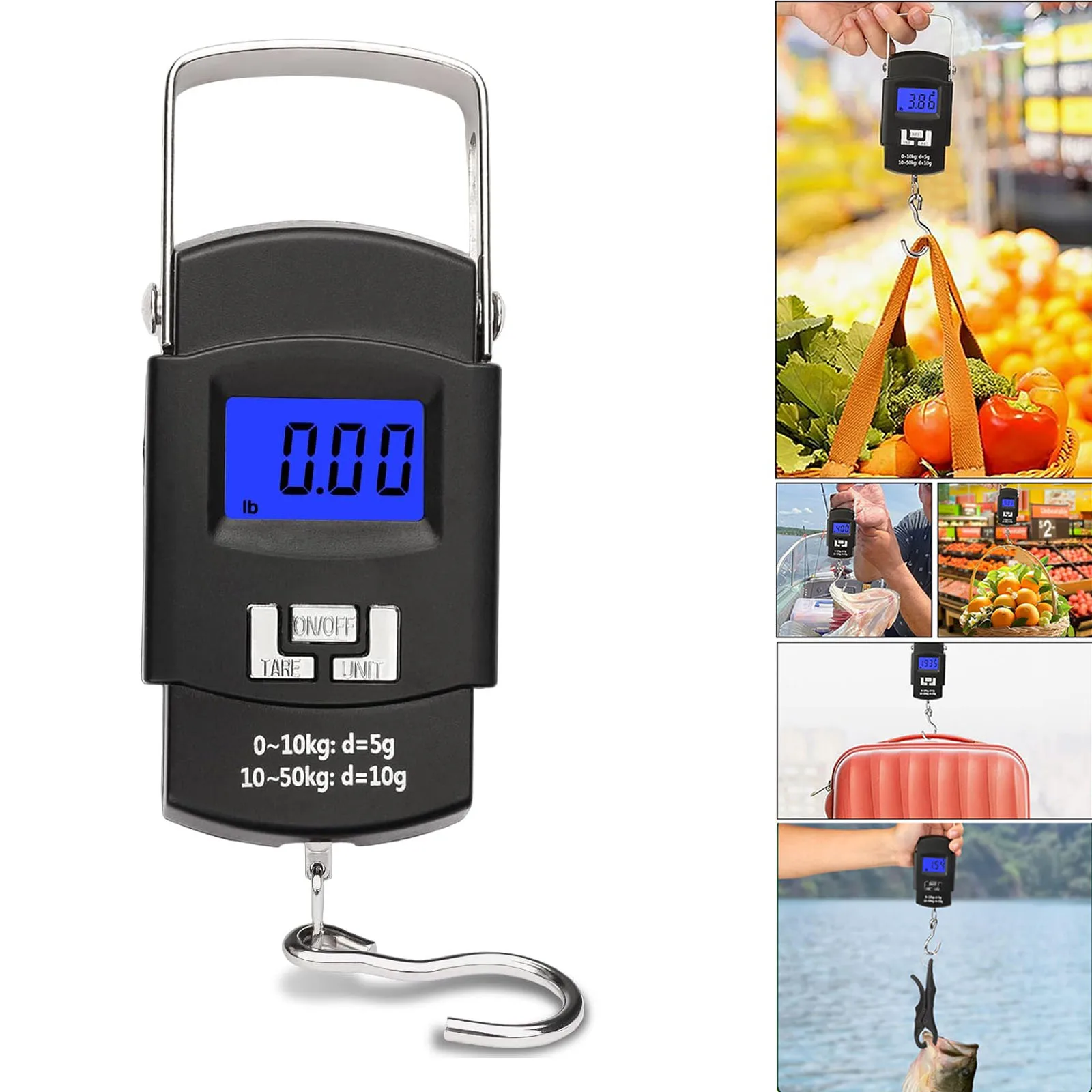 Digital Hanging Scale 110 Lbs/50 Kg Weight Scale, Backlit LCD Display Fishing Scale Travel Double Precision Luggage Weight Scale