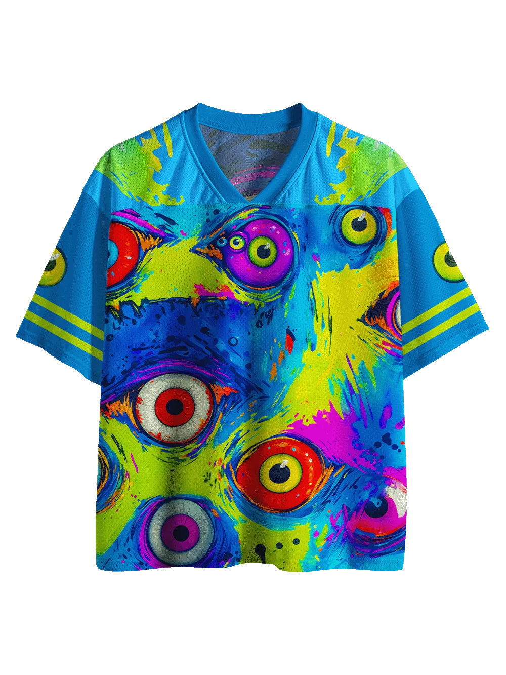 2026 New Trendy Street Shirt American Weird Eye Graffiti Children's Parent Child Couple 3D Versatile Short Sleeve