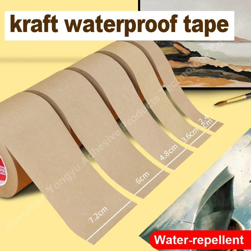 Starch Glue Eco Friendly Writable Wet Water Kraft Package Tape Kraft Paper Tape Water Activated Gummed Reinforced Adhesive Tape