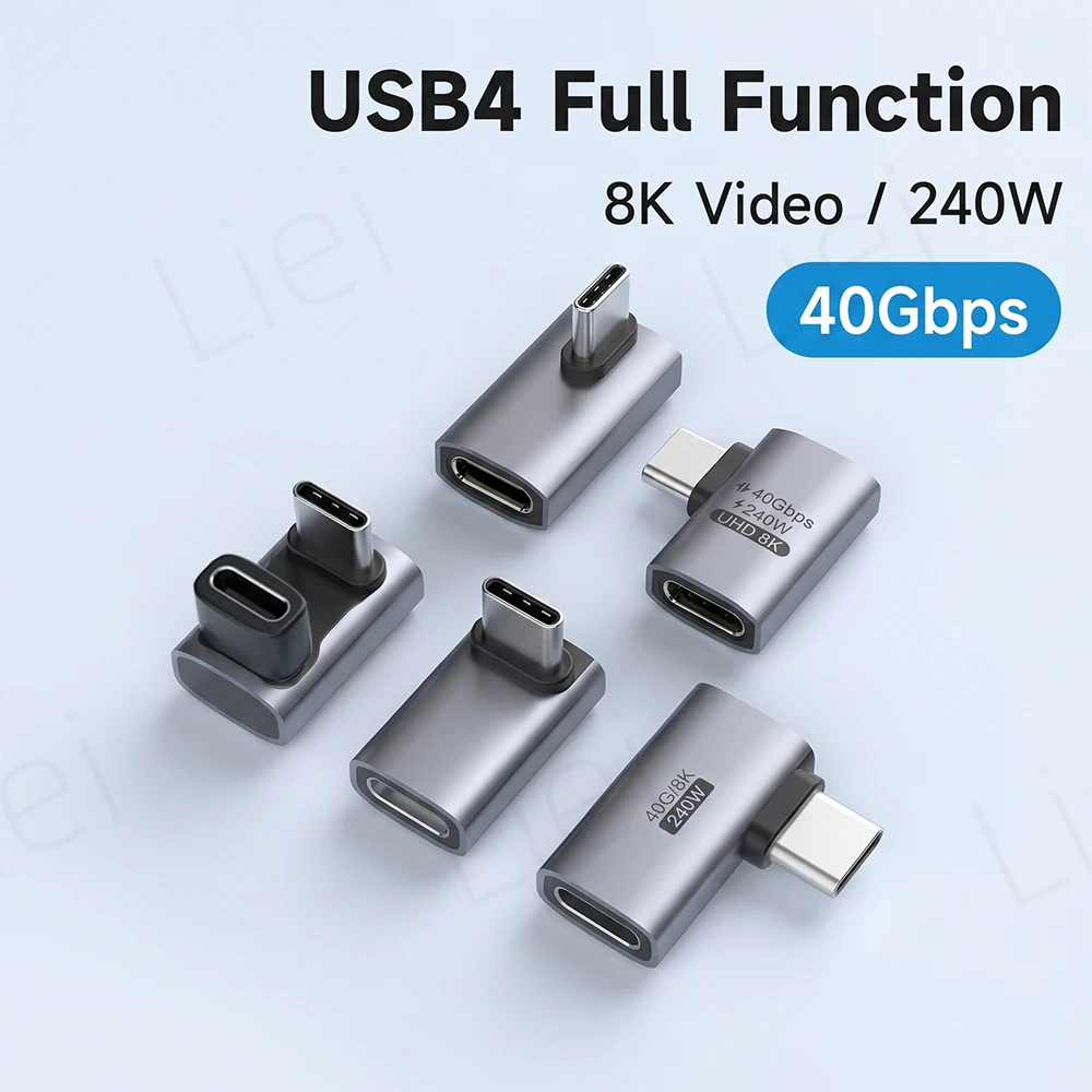 USB-C zu C Adapter 40Gbps 8K 60Hz USB-C Stecker auf Buchse 90-Grad-Winkelkonverter USB4 Adapter für Thunderbolt 4/3 MacBook Handy Tablet