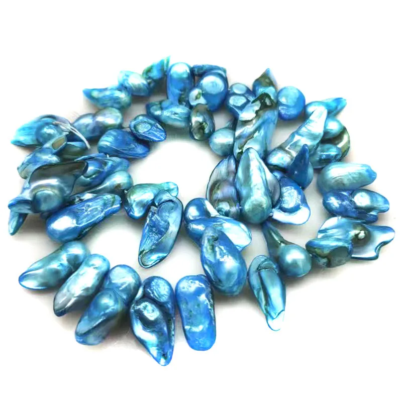 16 inches 11-13mm Blue Natural Blister Pearls Loose Strand