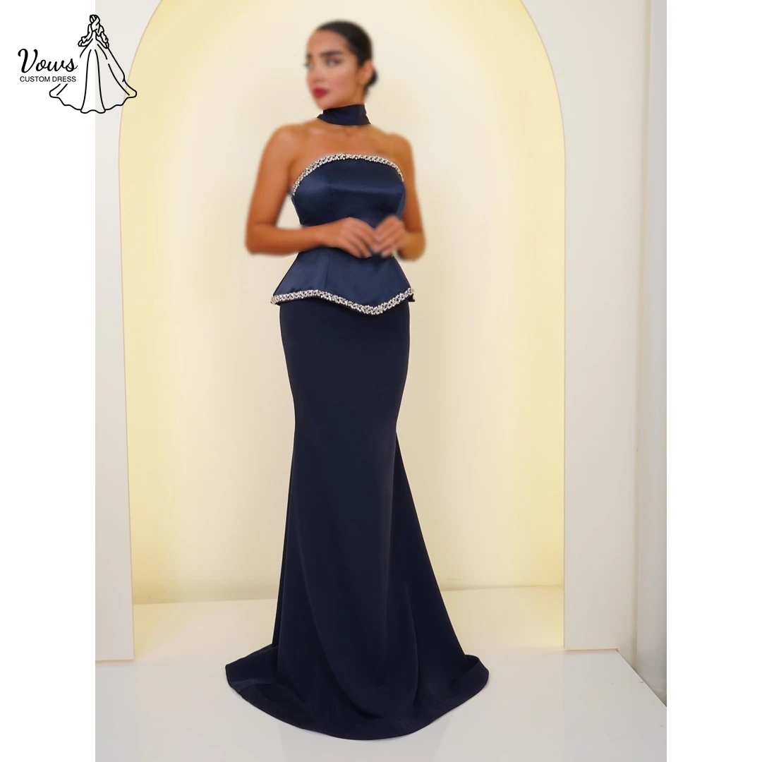 Vows Fish Tail Women's Prom Dress 2026 Strapless Scarf Customized Luxury Women's Elegant Party Dress Rhinestones Sparkle Dresses