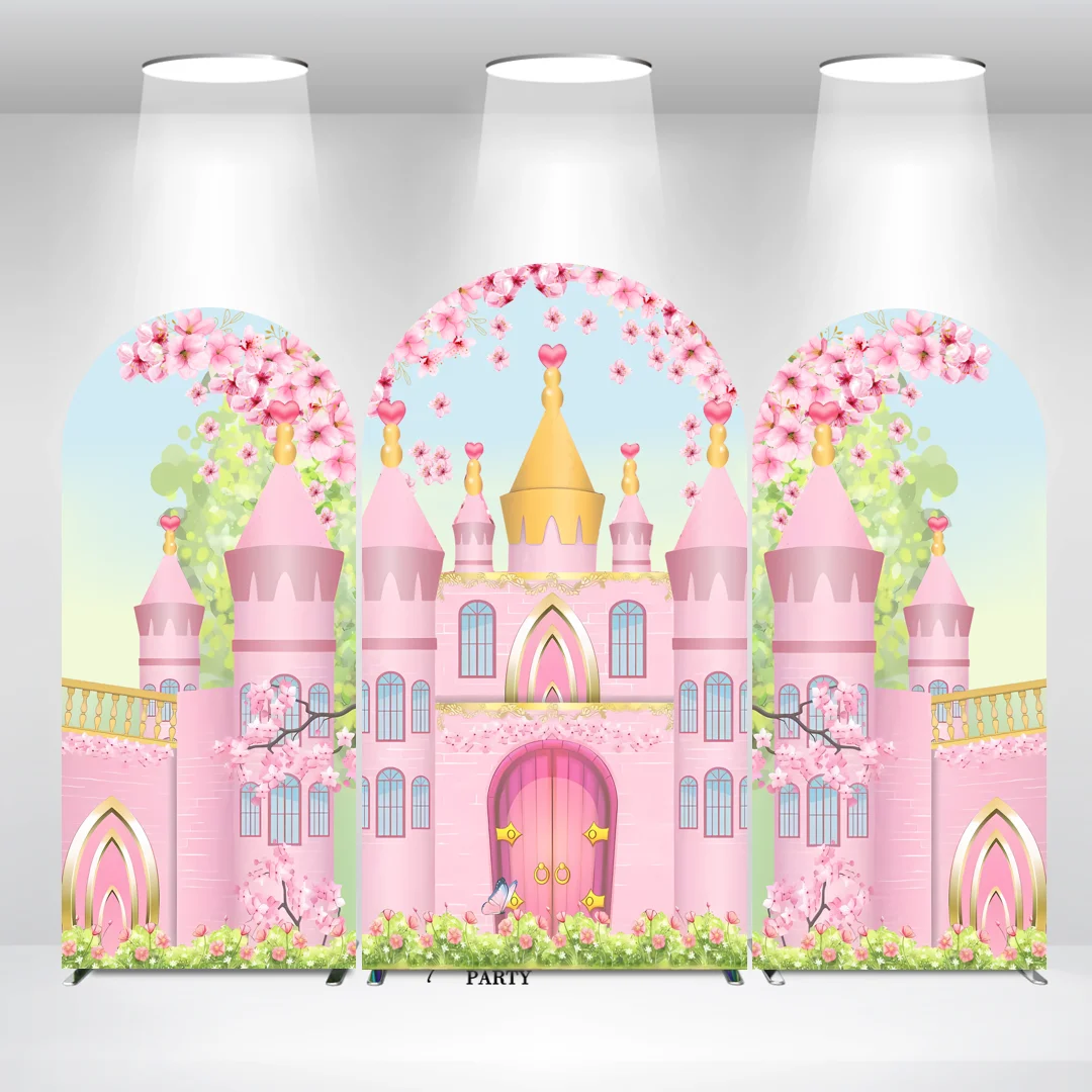 

Pink Castle Baby Shower Birthday Party Decor Arch Backdrop Cover