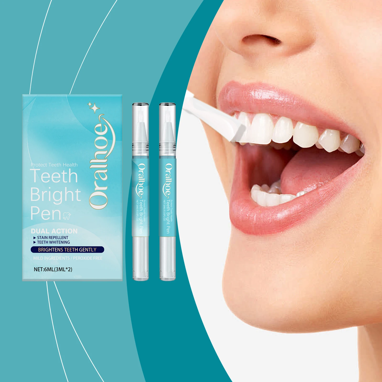 

Oralhoe 6ml Brightening Teeth Pen Whitening Cleaning Teeth Stains Tartar Fresh Breath Instant Confident Smile Bleach Teeth Pen