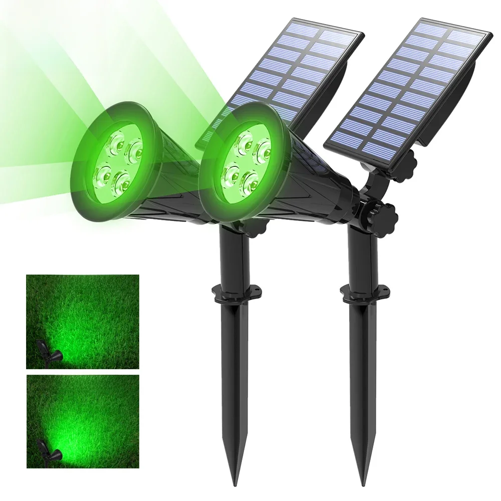 T-SUN 1/2 Packs Groene Led Zonne-verlichting Solar Spotlight Waterdichte Solar Wandlamp Solar Tuin Licht Solar Lamp Outdoot - afbeelding 2