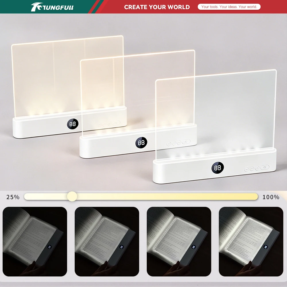 LED Flat Panel Night Vision Reading Light Eye Protection Reading Light USB Rechargeable Battery Operated Student Night Light
