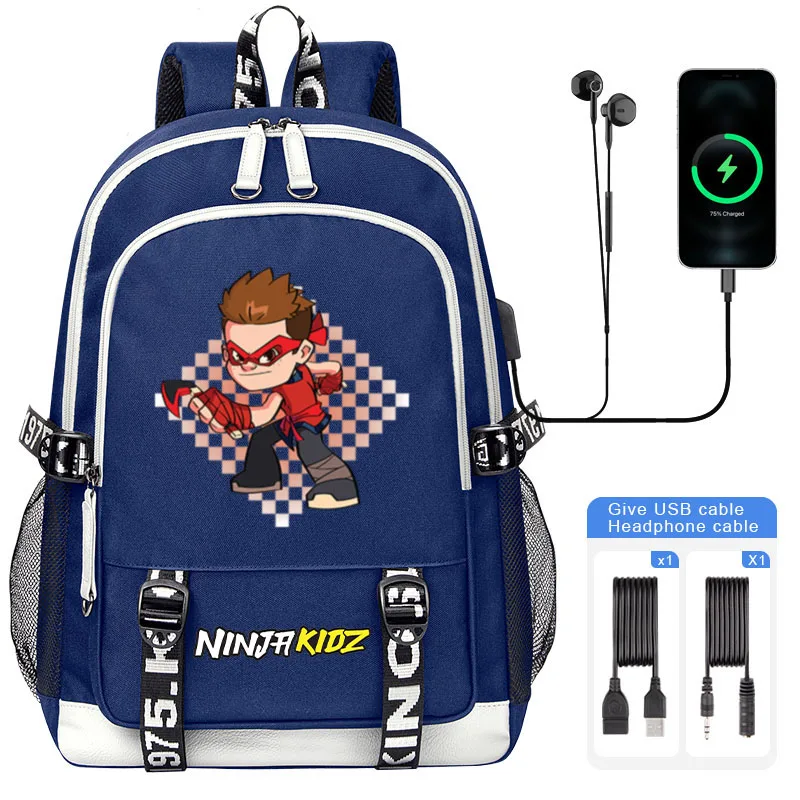 Hot NINJA KIDZ Sacos De Escola Para Adolescente Carregamento USB Laptop Mochila Meninos Meninas Student Book Bag Mochila Saco De Viagem