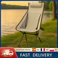 Folding Camping Chair with Headrest Lightweight Aluminum Alloy Portable Tourist Chair Fishing Chair Moon Chair Outdoor Furniture