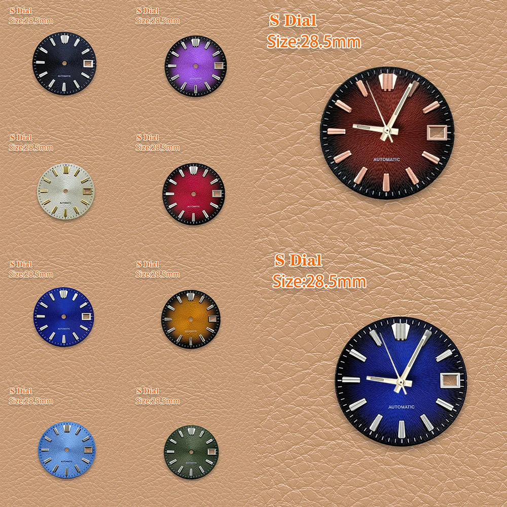 28.5mm S Dial NH35 Dial Shadow pattern dial Trapezoidal nail dial Fit NH36 Movement No Luminous Watch Modification Accessories