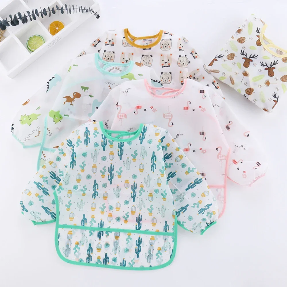 Bavoirs pour bébé, mignon, articles pour bébé, imperméable, manches longues, Smock artistique, tablier d'alimentation pour enfants