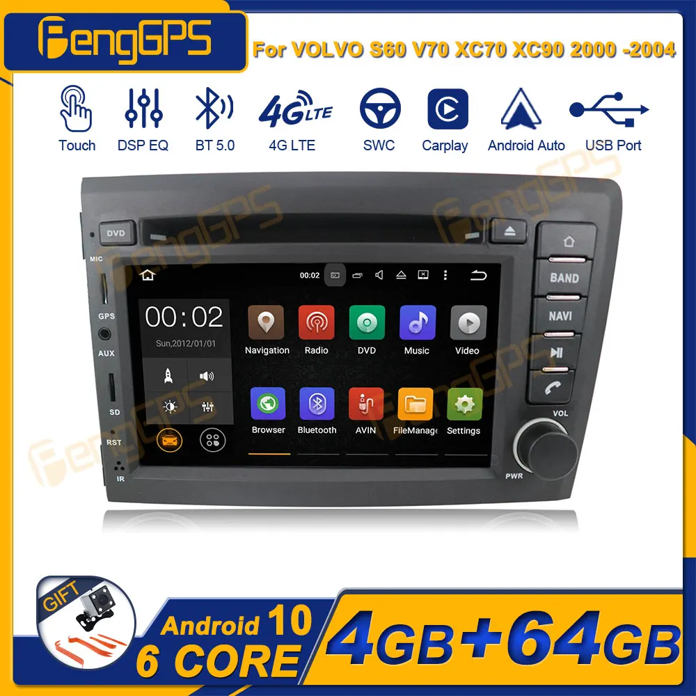 For VOLVO S60 V70 XC70 XC90 2000 -2004 Android Car Radio 2Din Stereo Receiver Autoradio Multimedia DVD Player GPS Navi Head Unit