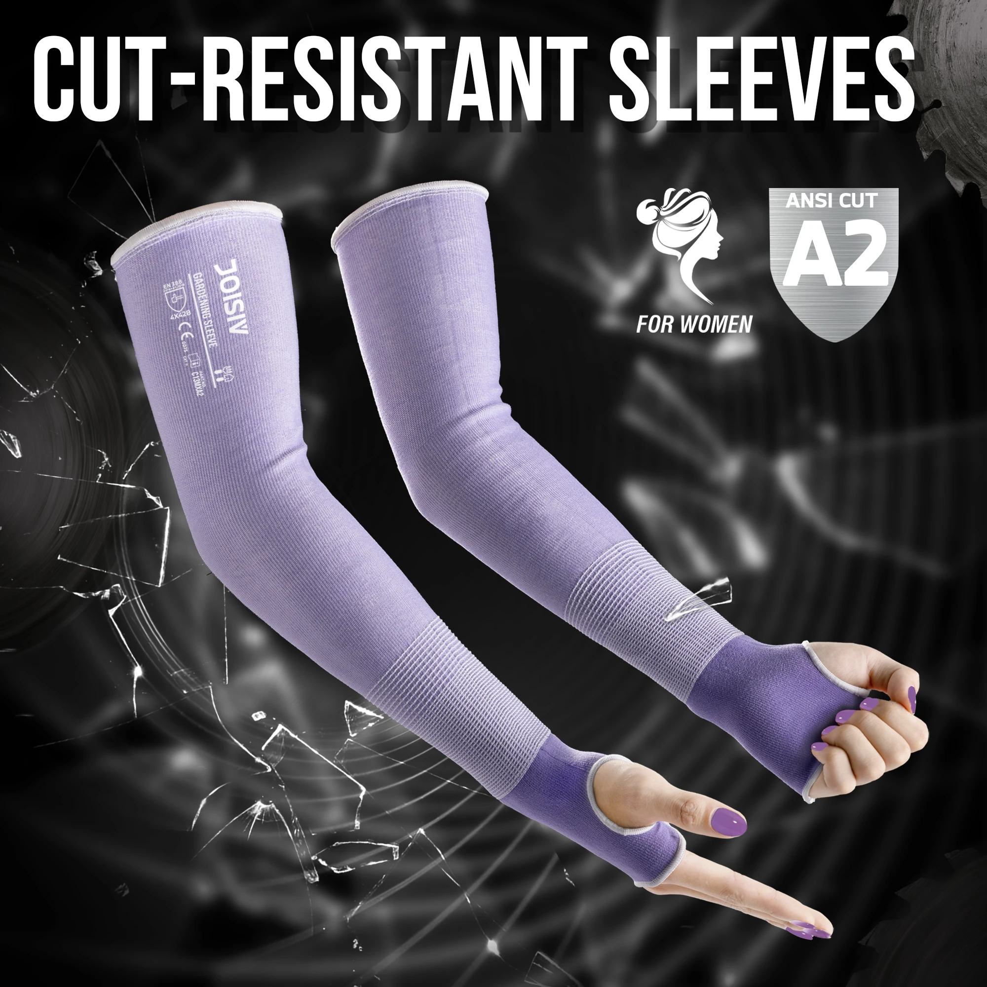 

1 Pair Snug-Fitting, Uv-Resistant Purple Gardening Arm Sleeves Featuring Thumb Holes, Designed for Yard Work