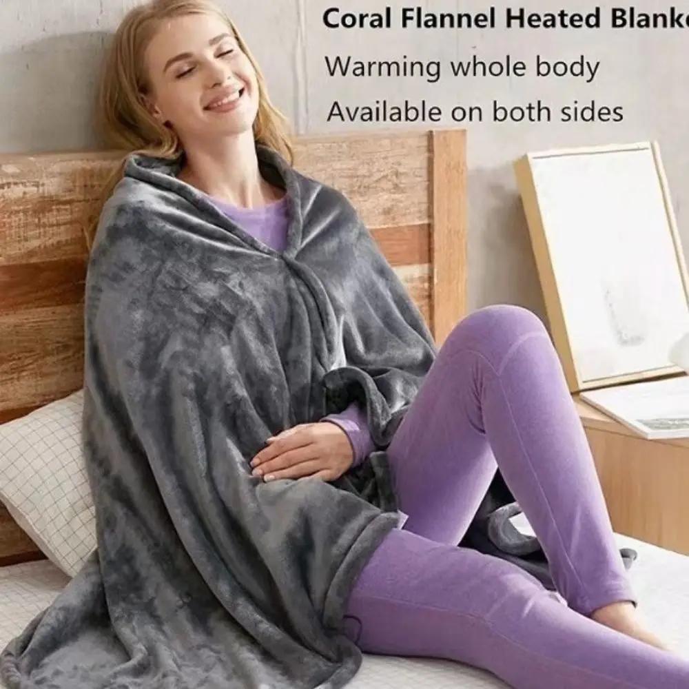 Coral Flannel Heated Blanket Winter Heating Wearable Blanket Sweatshirt GifHousehold Women and Men, Warm and Cozy Giant Blanket