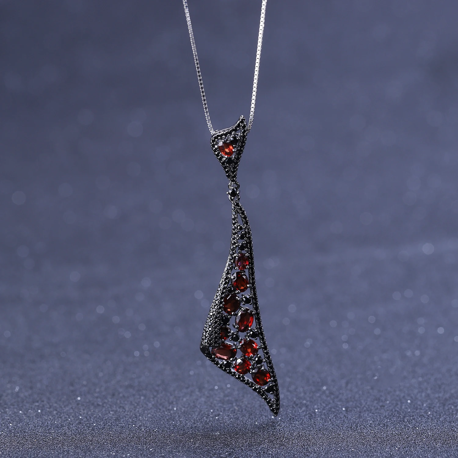GEM'S BEAUTY Natural Garnet Necklace Handmade 925 Sterling Silver Pendant Dinner Fine Jewellery for Women