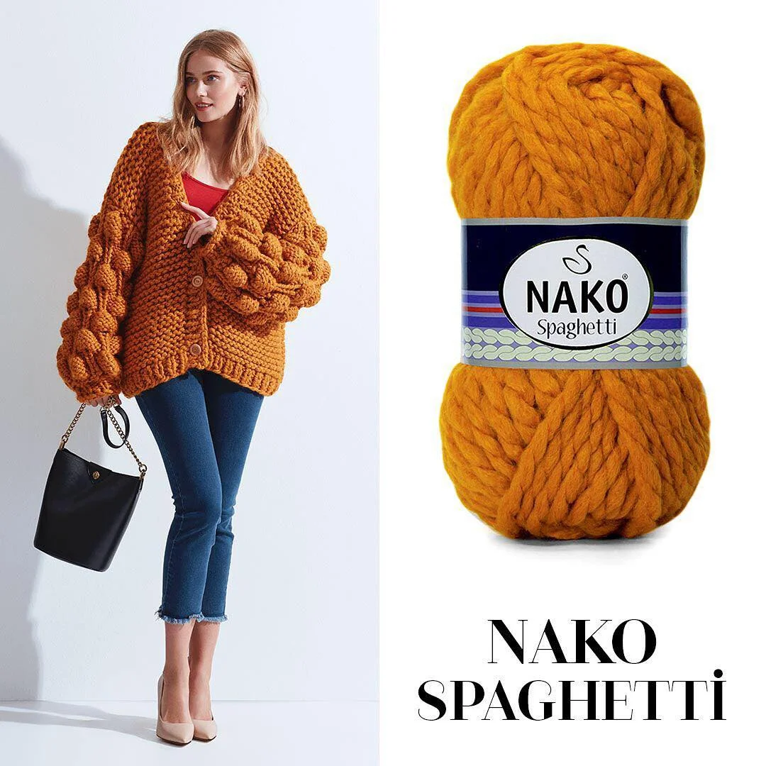 Nako Spagetti 25% Wool,75% Premium Yarn for Hand Knitt Amigurumi Craft Crochet Thread DIY Baby Knitwear Sweater Shawl Ornament