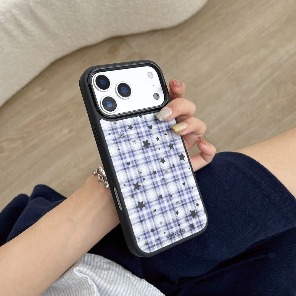 Custodia per cellulare con supporto magnetico coreano INS a pois stella adatta per iPhone 15Pro/15/16/17Pro Max custodia protettiva antiurto