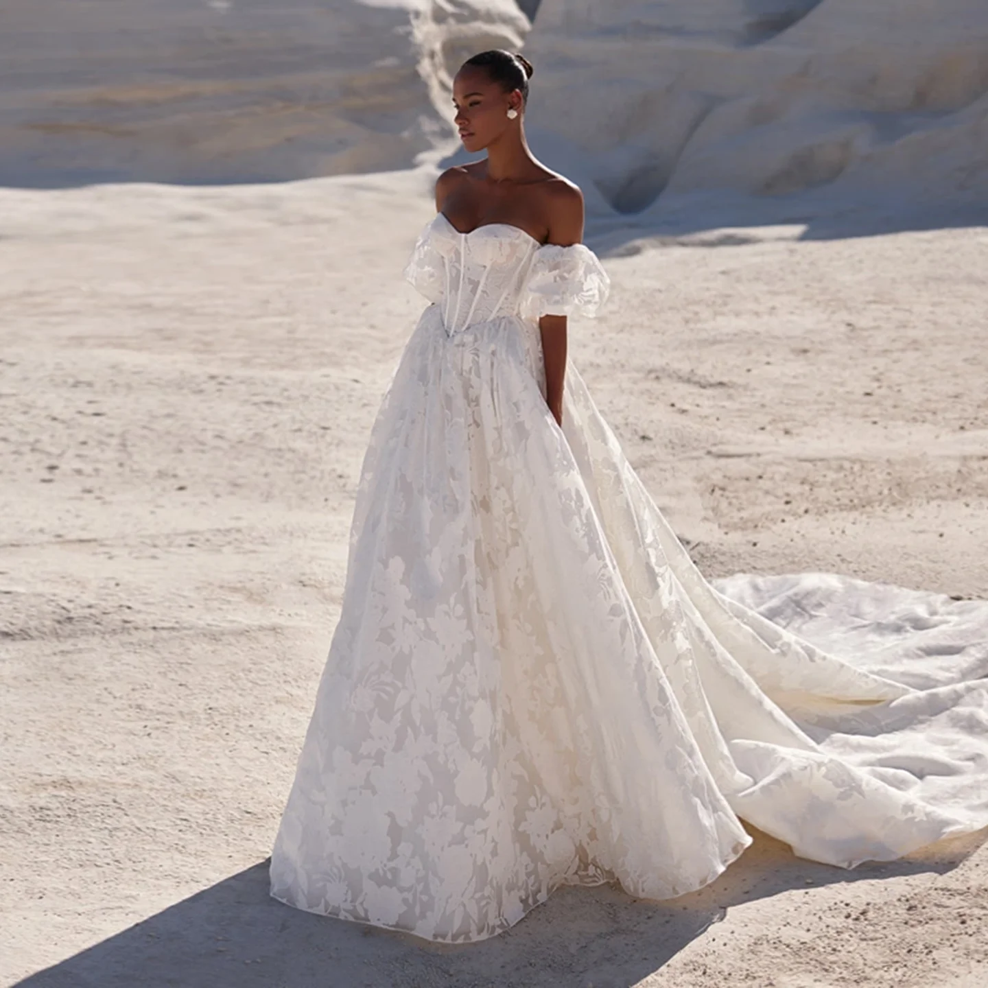 

Sharon Said 2025 Romantic Sweetheart A-Line Off White Tulle Wedding Dress With Detachable Sleeve Bride Gowns SW234 Customized