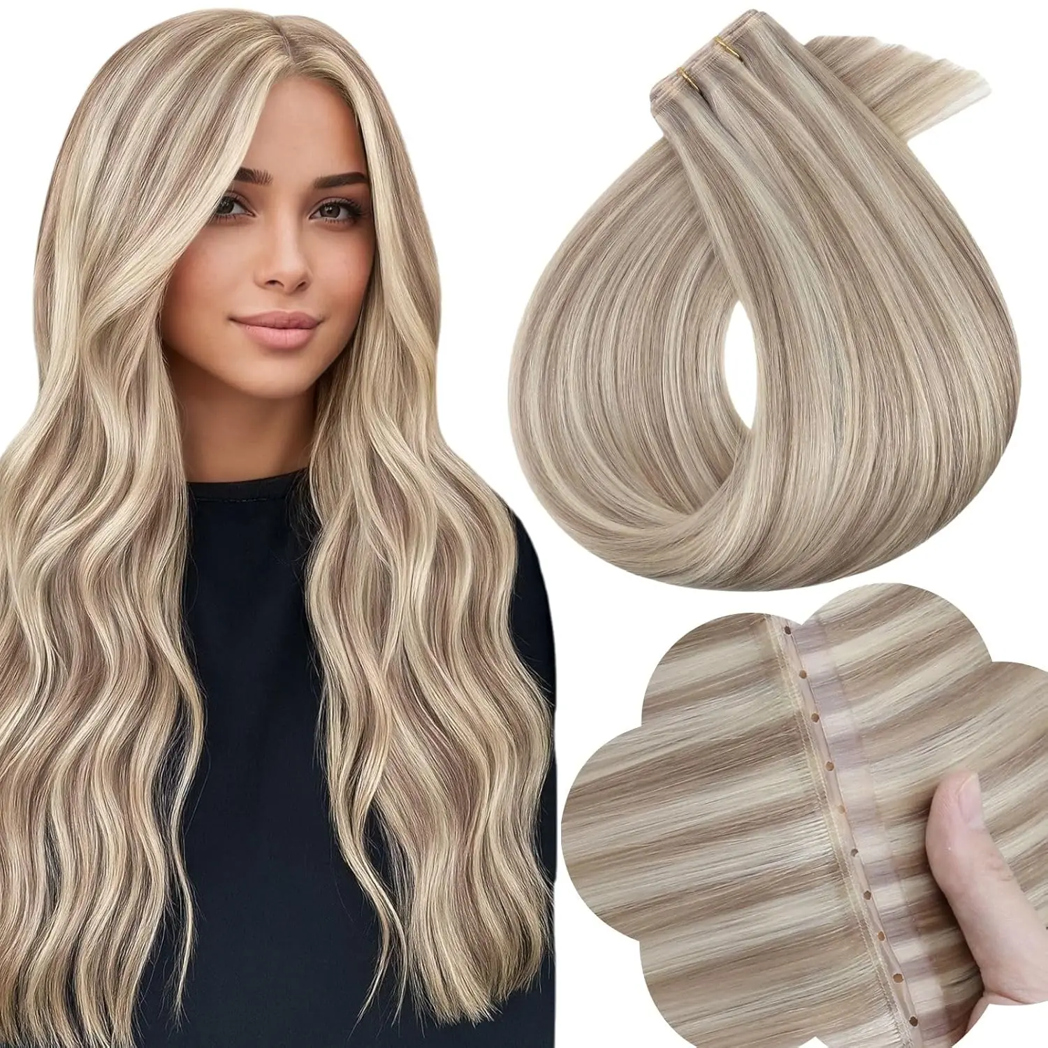 Full Shine 50G Piano Color Butterfly Weft Hair Extensions Invisible Genius Weft Extensions Human Hair For Party