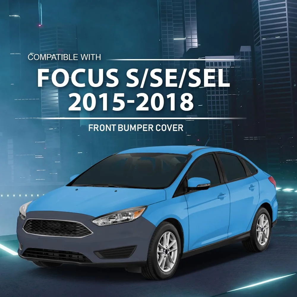 غطاء المصد الأمامي الأسود معزز مناسب لسيارة Ford Focus S Se Sel 4-Door 2015-2018 Fd527664Dn, Fo1000705 #3