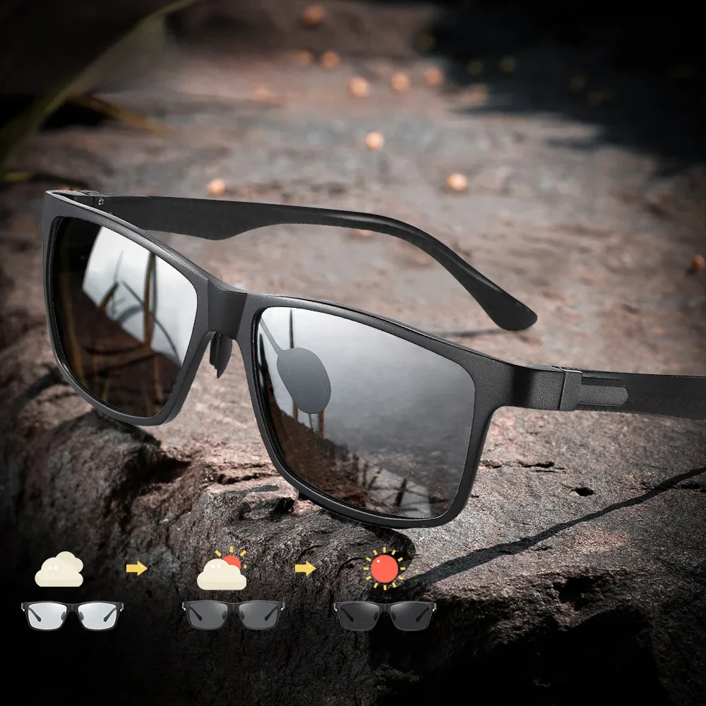 LIOUMO Top Qualität Photochrome Polarisierte Sonnenbrille Für Männer Frauen Carbon Rahmen Quadratische Gläser UV400 lentes de sol hombre