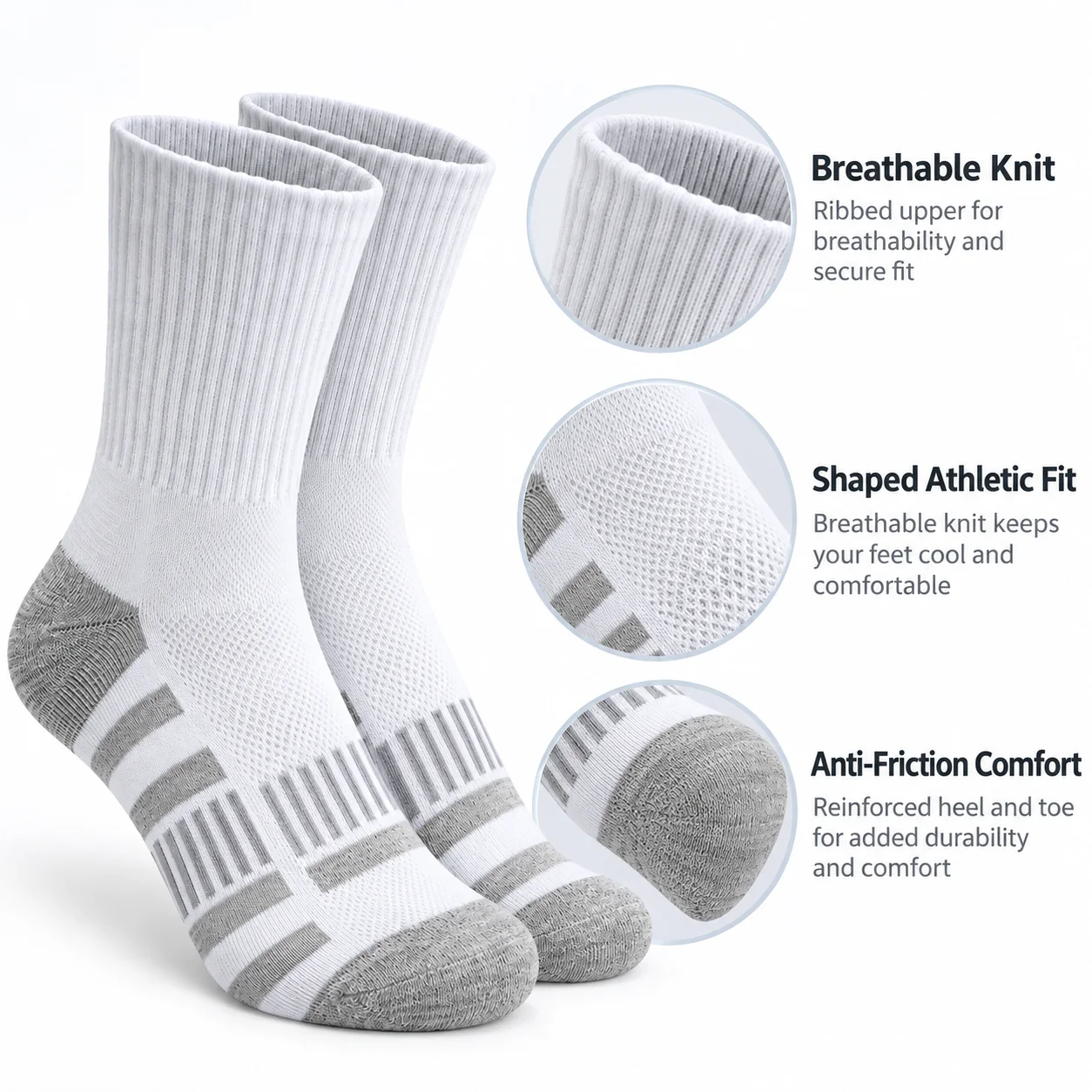 6 paar sportieve sokken, wit e - Athletic Sock Cushion recensie en prijs
