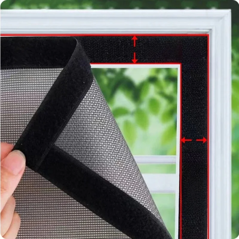 Zomer, eenvoudig, zwart, klamboe met meerdere maten om uit te kiezen, zelfklevende 2 cm tape, raamscherm, gordijnklamboe - afbeelding 2