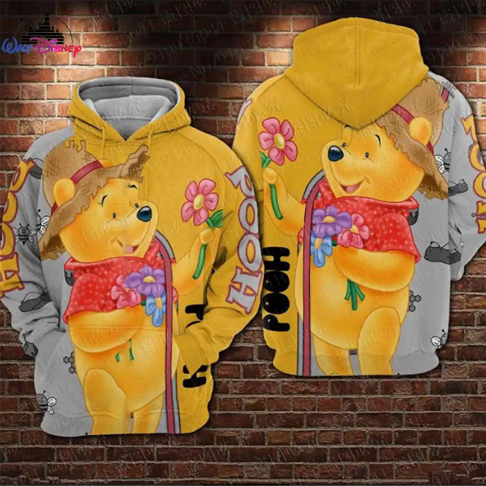 

classical Winnie the Pooh Disney men women 3D Print High quality Fleece Zipper/ Hoodies parent-child clothing Pullover Tops