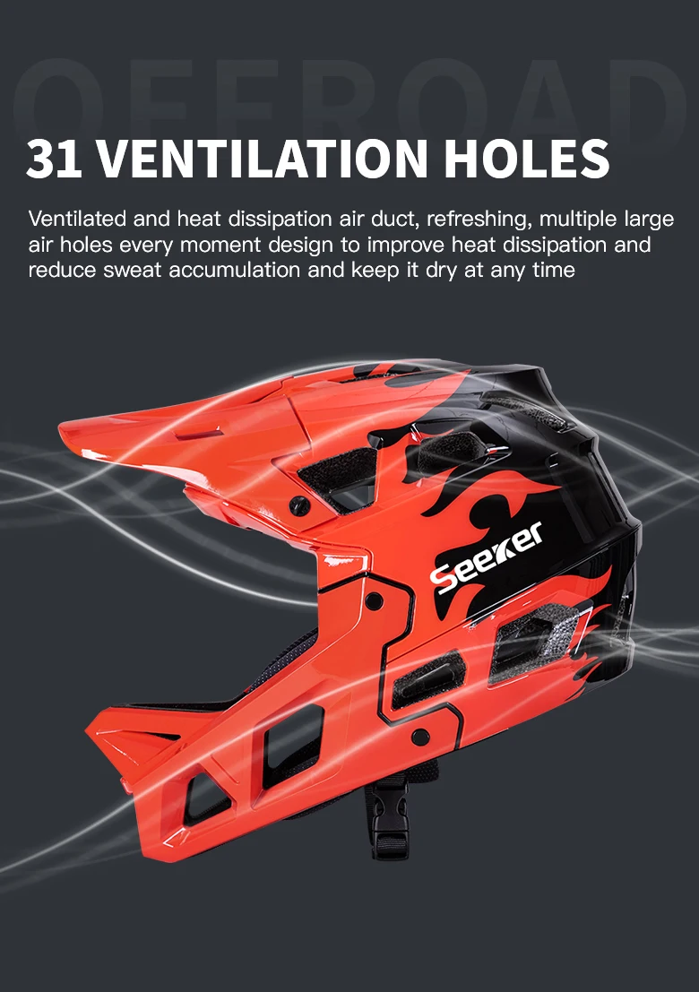 UMUSEEKER Erwachsenen-Mountainbike-Vollvisierhelm, leichter, stoßfester Downhill-Helm, MBT-Fahrrad-Offroad-Schutzhelm – Detail 9