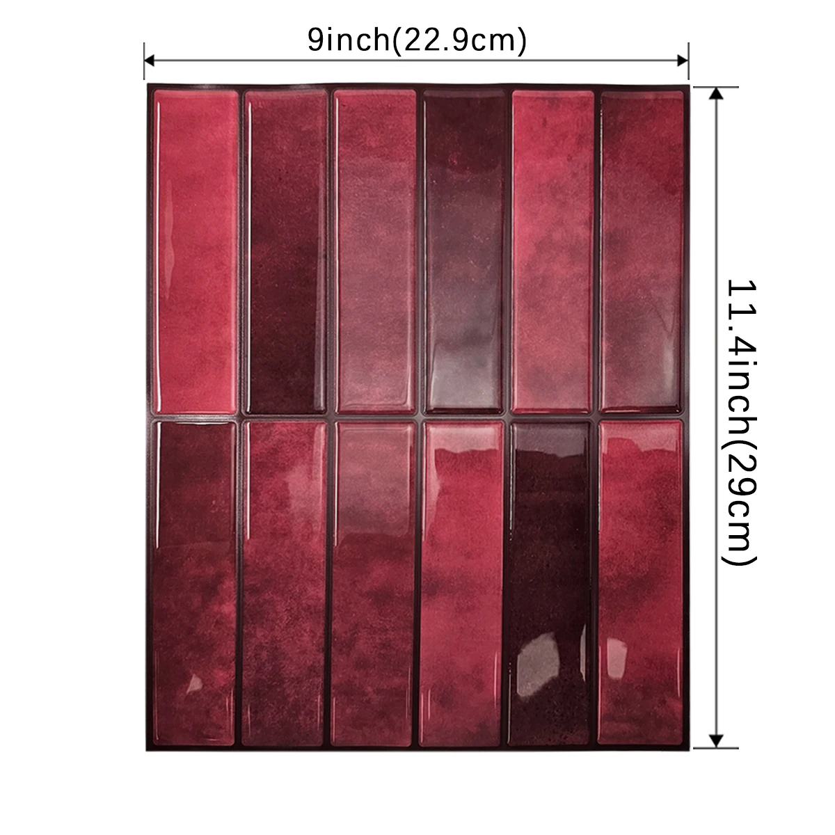 1/5/10/30 PC Burgundy 3D Peel and Stick Backsplash 11.4\