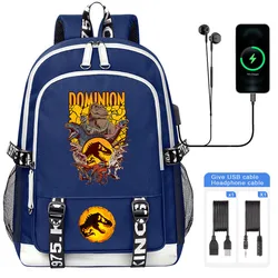 Jurassic World Dominion zaini per adolescenti di grande capacità Boy Girl Children School Book Bags zaino da viaggio per Laptop USB da uomo