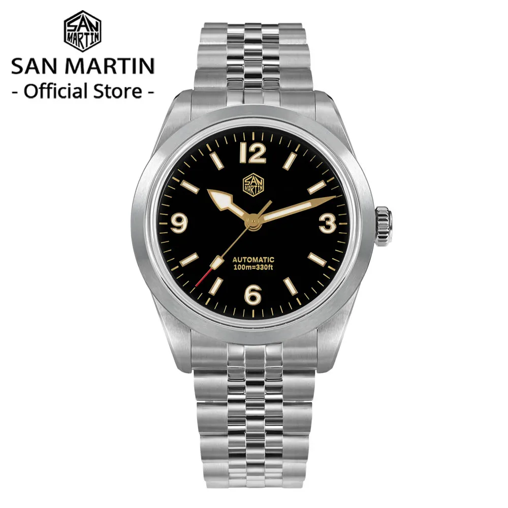 San Martin 38mm Men Sport Watch Fashion Luxury Explore Climbing Automatic Mechanical Sapphire Waterproof 5 Links Bracelet BGW-9