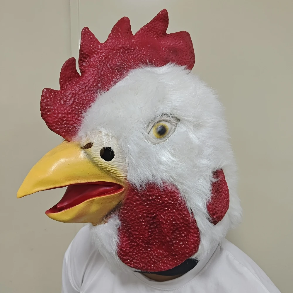 オンドリの頭マスク ハロウィンコスチューム コスプレ ラテックス動物面白いマスク マイアミコスプレキラー小道具 動物マスクヘッドカバー