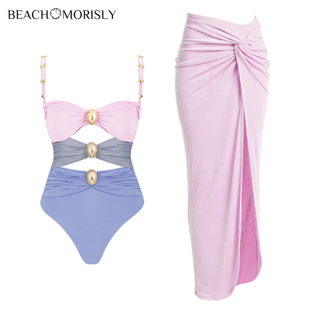 2024 Women's two-piece swimsuit set Vacation sexy One Piece Cover Up Swimwear Beach dress Bathing Suit Monokini  bikinis sets