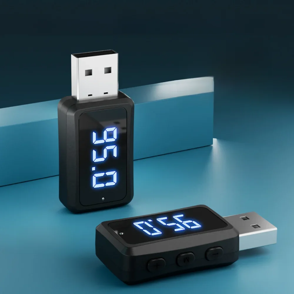 Mini Receptor Transmissor USB com Display LED, Mãos Livres, Car Kit, Auto Áudio Sem Fio para Rádio