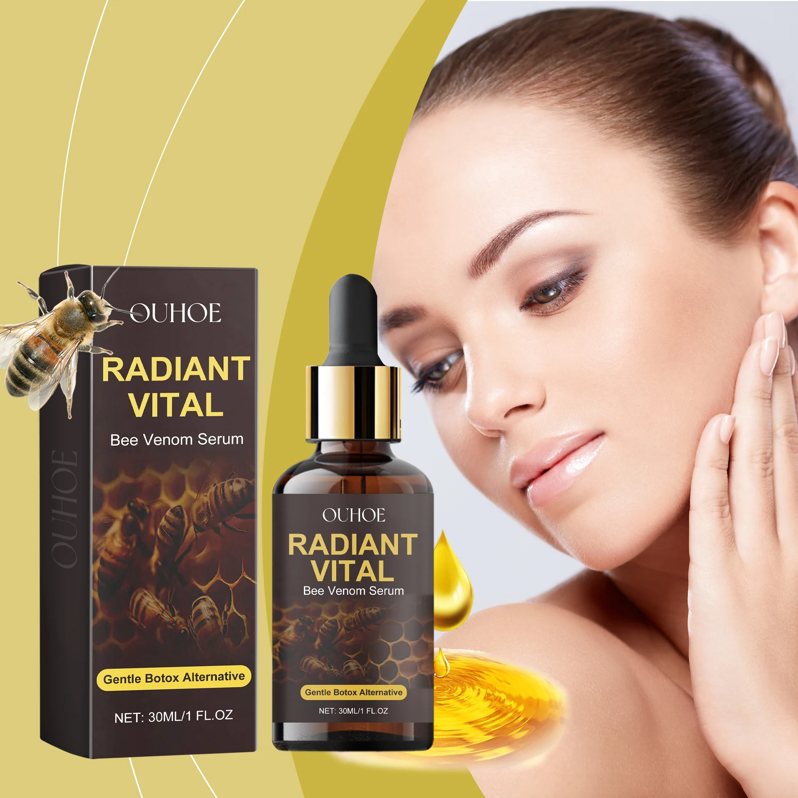 

Эссенция для лица Ouhoe Bee Venom, увлажняющая эссенция, эссенция для лица с пчелиным ядом, пополняющая, уменьшающая тонкие линии, морщины