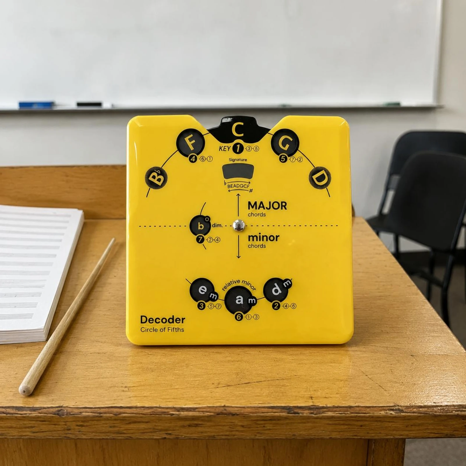 Circle of Fifths Wheel Rotatable Music Theory Chord Reference Chartreuse Melody Tool for Guitar Piano Musician Students Tabletop