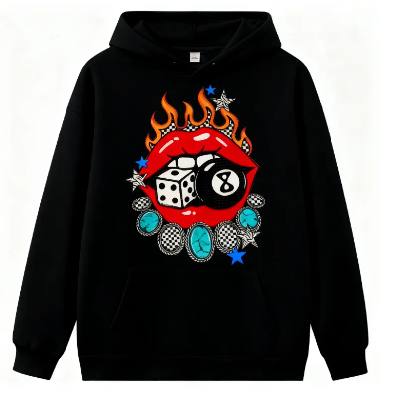 

Острая толстовка с капюшоном и пылающими азартными губами, винтажные футболки с рисунком в стиле вестерн, наряды в стиле вестерн, женские футболки с рисунком, одежда в стиле вестерн