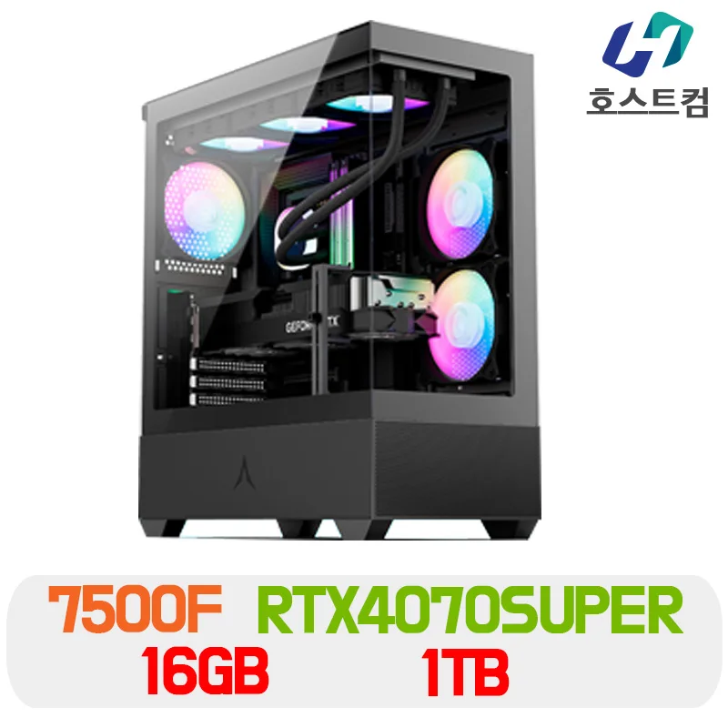 Ryzen 5 7500F RTX4070SUPER + DDR5 16GB + NVMe 1TB Computer body AMD Gaming assembly PC Desktop Hostcom