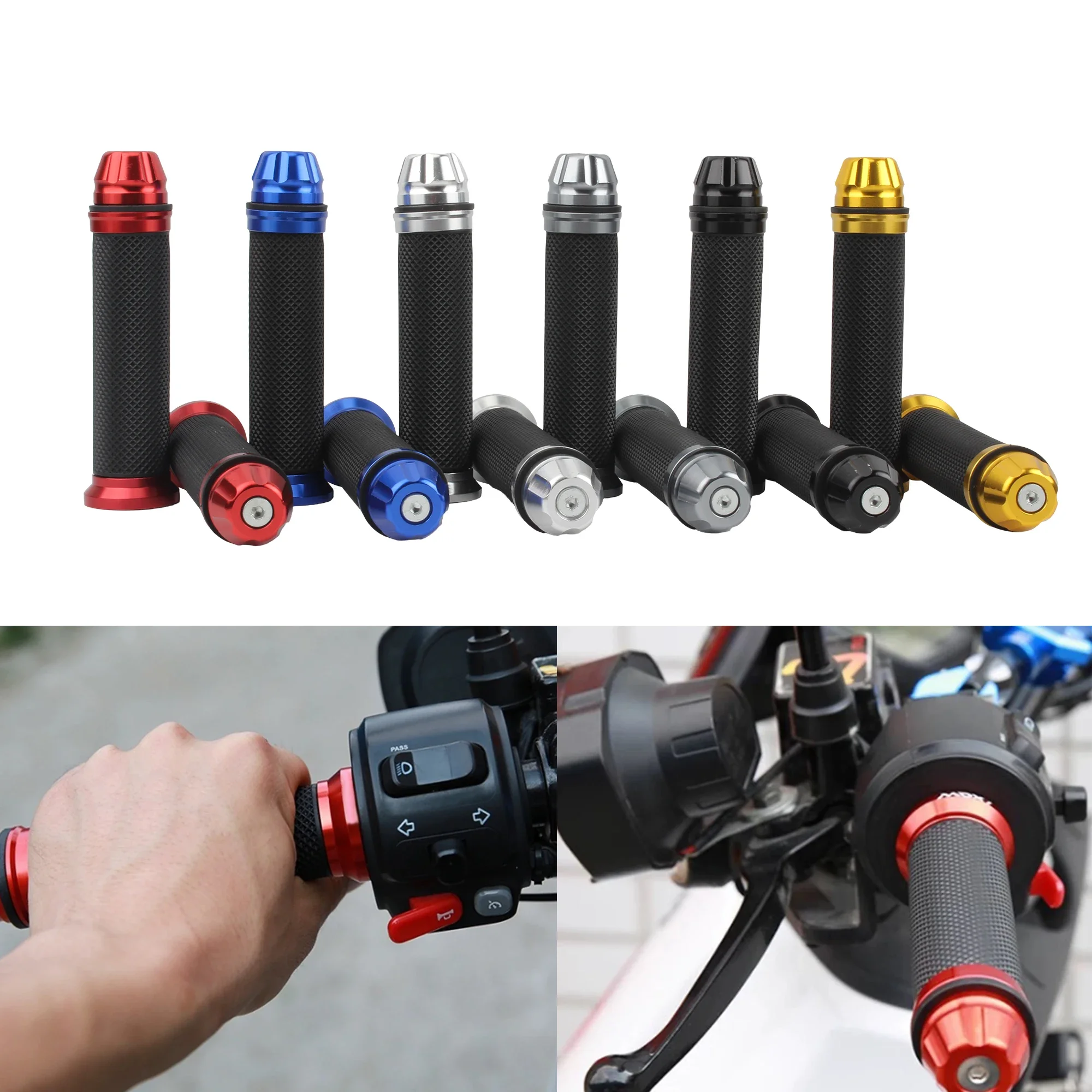 AliExpress PowerMotor Motorcycle Grips 7/8'' Brake Handle Handlebar Bar Grip Scooter Throttle for KTM Honda Kawasaki Yamaha BMW Dirt Bike Motocross