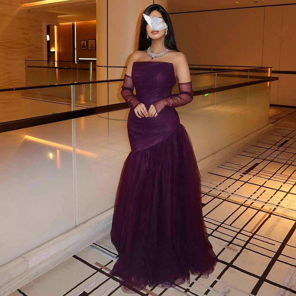 purple strapless prom dress A-line Off Shoulder Long Dresses, Evening Dress, MP968 Classic Match Strapless Long A-Line Prom Dress