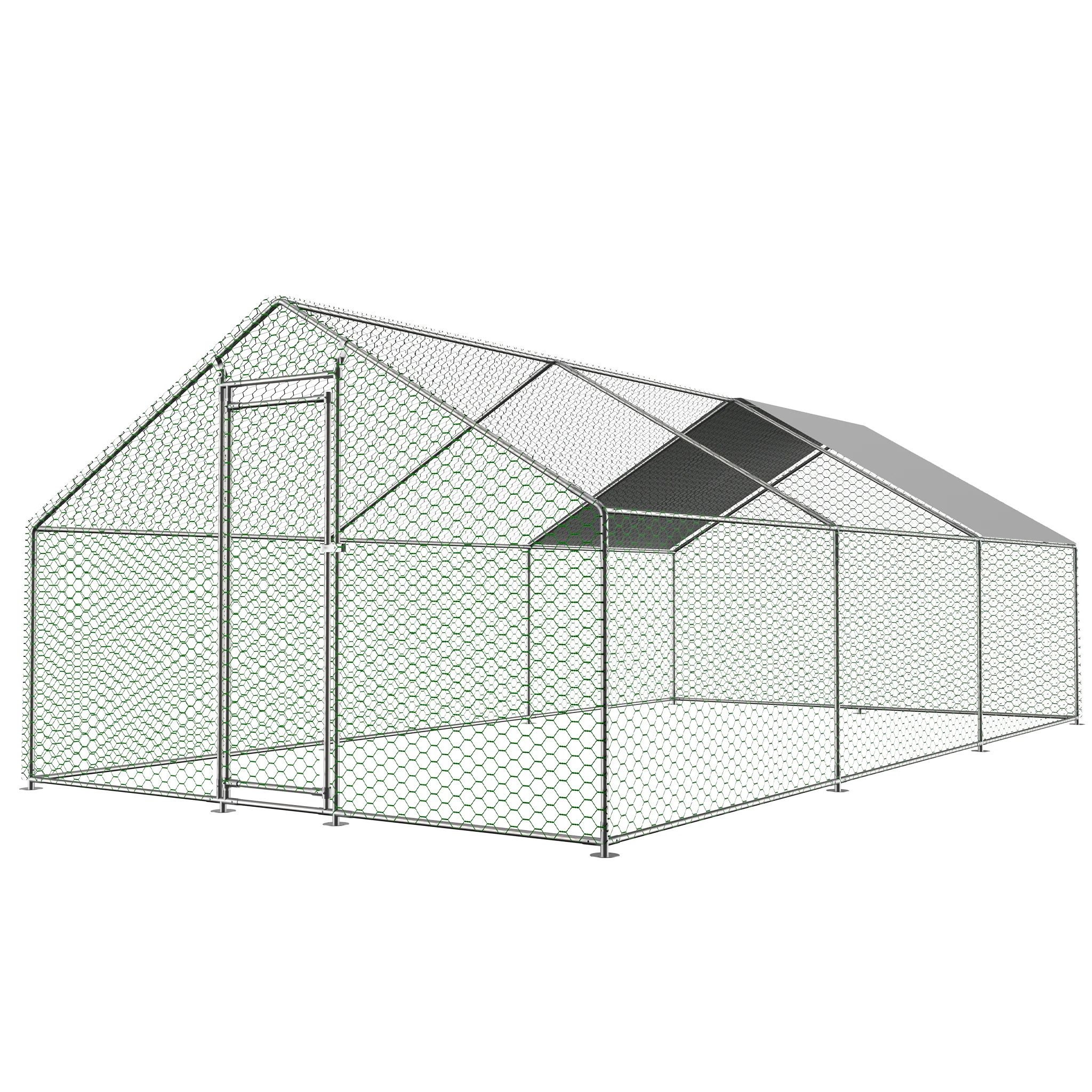 Pollaio in metallo 3x6x2 m, resistente, acciaio zincato, serratura di sicurezza, copertura in PE impermeabile, per galline, conigli e anatre, recinto esterno