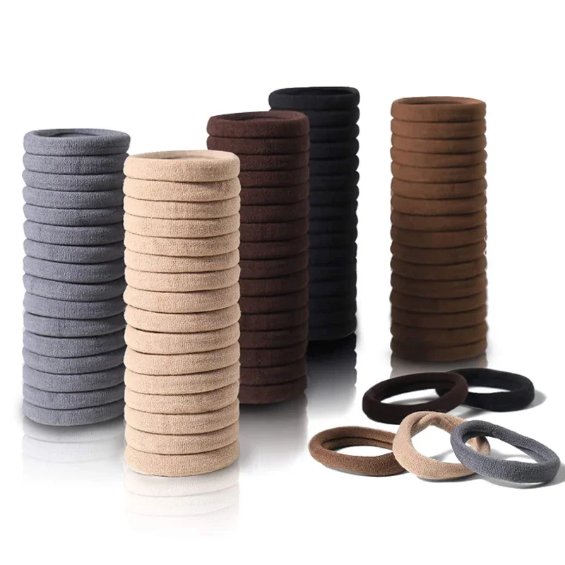 50 sztuk/zestaw bawełna elastyczne opaski do włosów dla kobiet kucyk miękkie HairBands moda akcesoria do włosów 4.5CM Unisex gumki do włosów — zdjęcie 2
