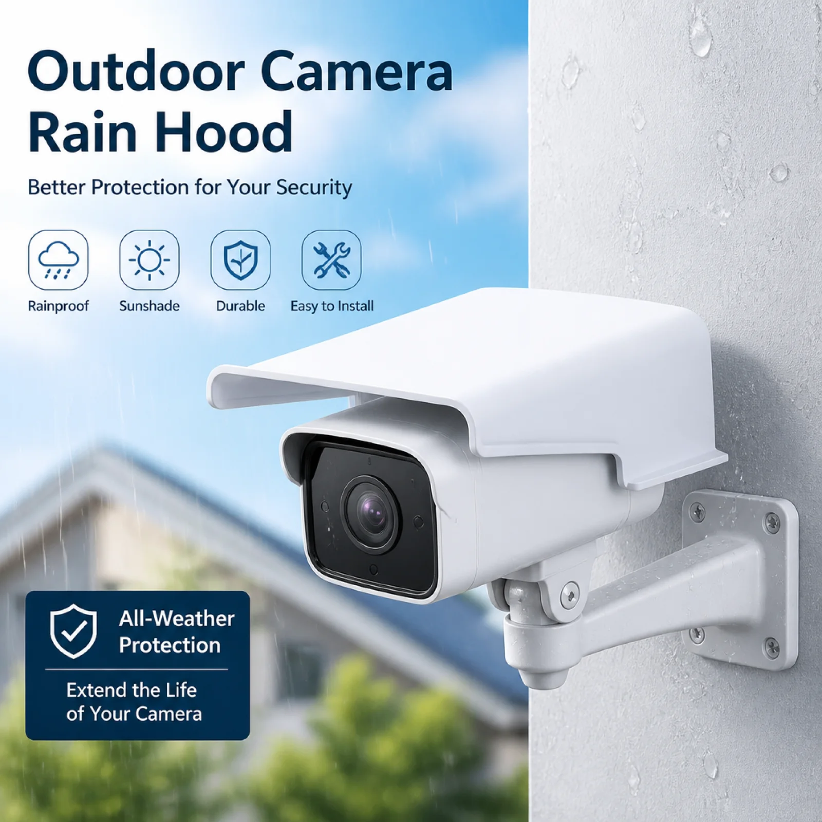 Outdoor Camera Rain Cover Rainproof Weatherproof for Door Parking Lot Driveway Durable Protection for Surveillance Equipment